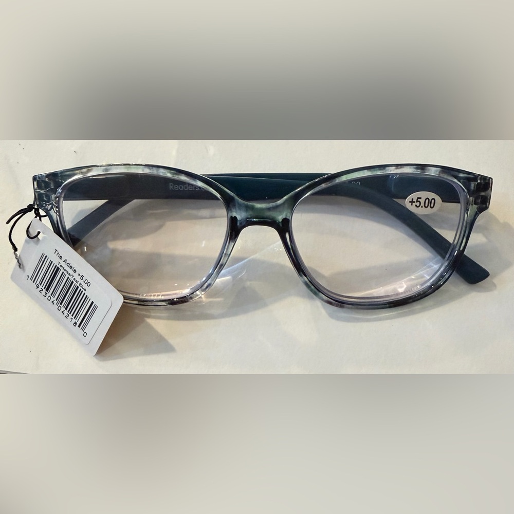 +5.00 Blue-Gray Women's Reading Glasses